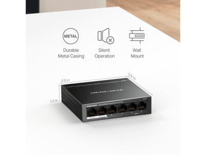 MERCUSYS MS106P, 6-Port 100 Mbps Desktop Switch