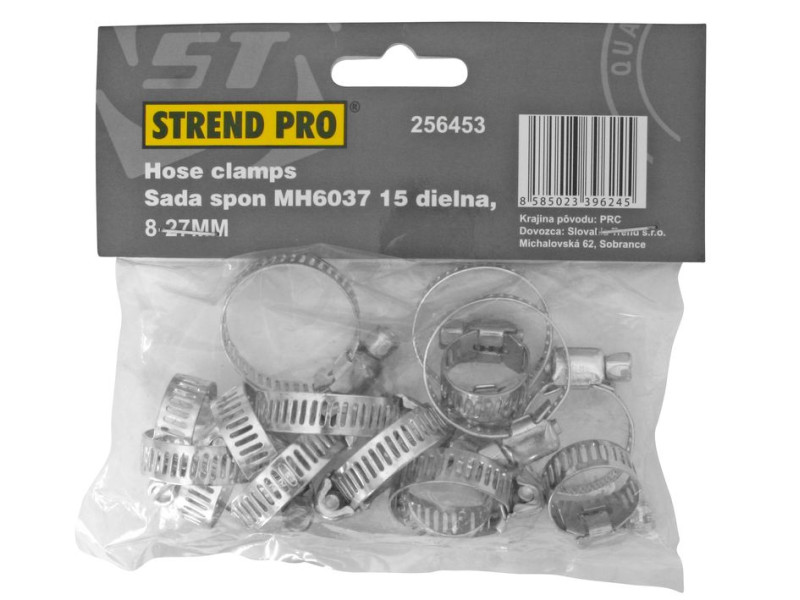 Sada upínacích spon Strend Pro HC515, 15 dielna, na hadicu, 8-27 mm