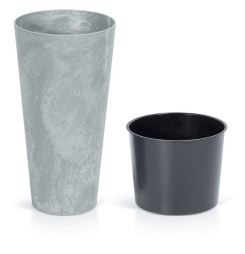 Kvetináč s vložkou TUBUS Slim Beton 250x475 mm, vzhľad betón