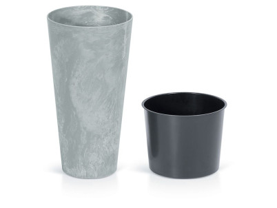 Kvetináč s vložkou TUBUS Slim Beton 250x475 mm, vzhľad betón