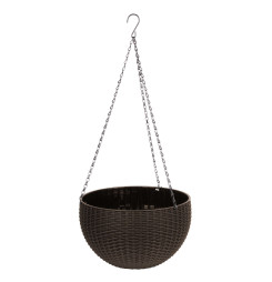 Kvetináč Strend Pro Modern, visiaci, závesný, hnedý, 26x16cm, s retiazkou a vešiakom