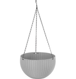 Kvetináč Strend Pro Modern, visiaci, závesný, tmavošedá, 26x16cm, s retiazkou a vešiakom