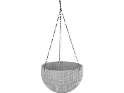 Kvetináč Strend Pro Modern, visiaci, závesný, tmavošedá, 26x16cm, s retiazkou a vešiakom