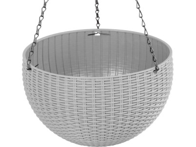 Kvetináč Strend Pro Modern, visiaci, závesný, tmavošedá, 26x16cm, s retiazkou a vešiakom