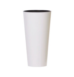 Kvetináč s vložkou TUBUS Slim Shine 250x476 mm, biely