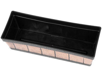 Kvetináč Strend Pro, Woodeff, 15x47x17 cm, zlatý, truhlík, efekt dreva