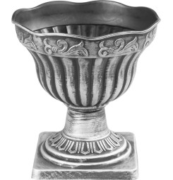 Kvetináč Strend Pro Antik, s podstavcom, 30x30 cm, strieborný, metalický efekt