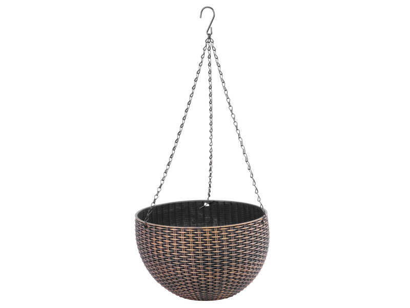 Kvetináč Strend Pro Modern, visiaci, závesný, zlatý, 26x16 cm, s retiazkou a vešiakom
