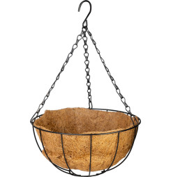 Vešiak Strend Pro, držiak na kvetináč, oceľ/kokos, visiaci, s retiazkou a háčikom, 25 cm