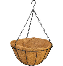 Vešiak Strend Pro, držiak na kvetináč, oceľ/kokos, visiaci, s retiazkou a háčikom, 30 cm