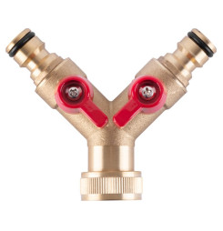 Rozbočovač GF123, 3/4", typ Y, bajonetový, spojka 2-way, s ventilmi, kovový, záhradný, na hadicu