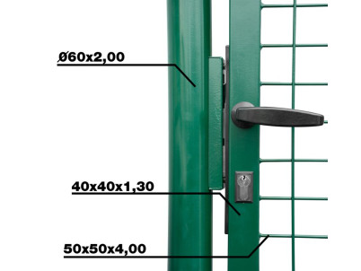 Brána Strend Pro METALTEC ECO, 1000/1400/50x50 mm, hranatý rám, zelená, jednokrídlová, záhradná, ZN+PVC, RAL6005 Brána Strend Pro METALTEC ECO, 1000/1400/50x50 mm, hranatý rám, zelená, jednokrídlová, záhradná, ZN+PVC, RAL6005