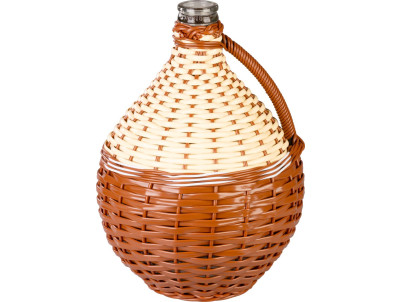 Demižón Strend Pro Cada Wilo, 10 lit. sklenený, na víno a pálenku, opletený, MIX farieb