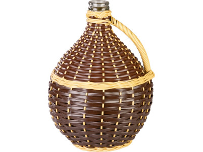 Demižón Strend Pro Cada Wilo, 10 lit. sklenený, na víno a pálenku, opletený, MIX farieb