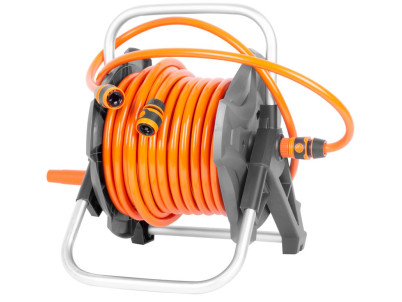 Navíjač Strend Pro, so záhradnou hadicou 1/2", L-30 m, nastaviteľná dýza + 2x rýchlospojka + adaptér