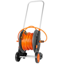 Navíjač Strend Pro, so záhradnou hadicou 1/2", L-40 m, nastaviteľná dýza + 2x rýchlospojka + adaptér