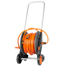 Navíjač Strend Pro, so záhradnou hadicou 1/2", L-60 m, nastaviteľná dýza + 2x rýchlospojka + adaptér