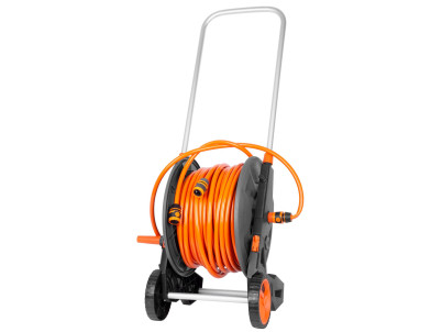 Navíjač Strend Pro, so záhradnou hadicou 1/2", L-60 m, nastaviteľná dýza + 2x rýchlospojka + adaptér