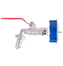 Sada Strend Pro, ventil 3/4" + plastová redukcia 60 mm + výpust 1", na IBC nádrž