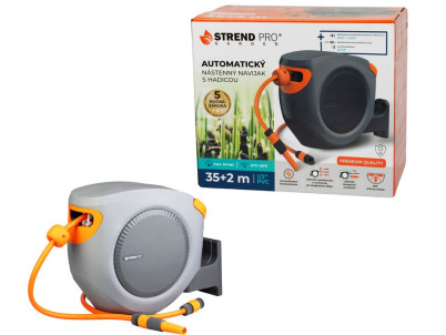 Navíjač Strend Pro Premium, na stenu, automatický 1/2", so záhradnou hadicou L-35+2 m