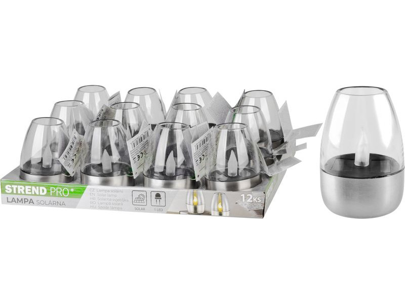 Lampa Strend Pro Garden, nerez, solárna, 6x8,5 cm, 1x LED, Sellbox 12 ks