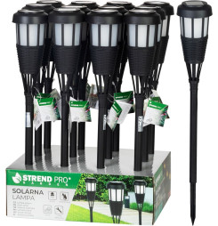 Lampa Strend Pro Garden, fakľa, solárna, čierna, 6x LED, 7,5x51 cm, Sellbox 12 ks