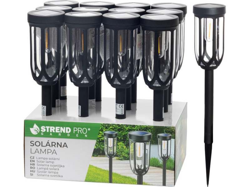 Lampa Strend Pro Garden Elis, solárna, čierna, LED, 7,5x42 cm, Sellbox 12 ks