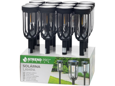 Lampa Strend Pro Garden Elis, solárna, čierna, LED, 7,5x42 cm, Sellbox 12 ks