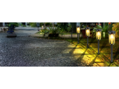 Lampa Strend Pro Garden Elis, solárna, čierna, LED, 7,5x42 cm, Sellbox 12 ks