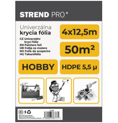 Fólia krycia Strend Pro Hobby, maliarska, 4x12,5 m, 5,5µ, zakrývacia