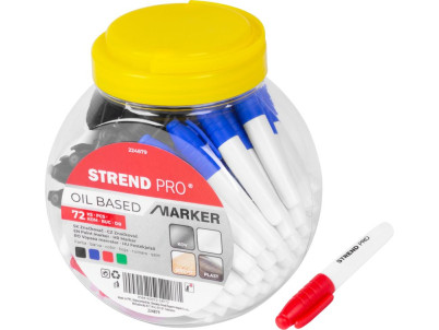 Značkovač Strend Pro, v plastovej dóze, červený/čierny/zelený/modrý, Sellbox 72 ks