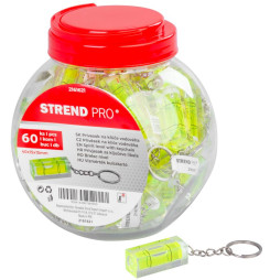 Vodováha Strend Pro, MINI, libela, prívesok, kľúčenka, v dóze, 40x15x15 mm, Sellbox 60 ks