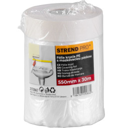 Fólia krycia Strend Pro, 550 mm, L-30 m, PE, maliarska, s maskovacou lepiacou páskou, zakrývacia na podlahu