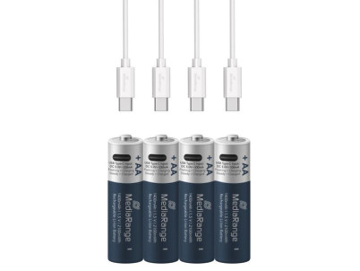 MEDIARANGE Batérie nabíjateľné AA, USB-C, 4ks