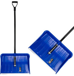 Odhrňovač ALPINUS ERGOMETAL, 550x385/1460 mm, na sneh, modrý, s kovovou násadou, kov. lišta, mix farieb, ZMONTOVANÝ