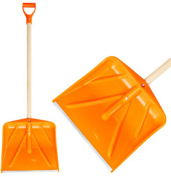 Odhrňovač BISHORN, PREMIUM, 450x415x1350 mm, lopata na sneh, odhŕňač, drevená násada, mix farieb, DEMONTOVANÝ