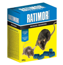 Návnada RATIMOR® Brodifacoum wax blocks, na myši a potkany, 300 g, parafínové kocky