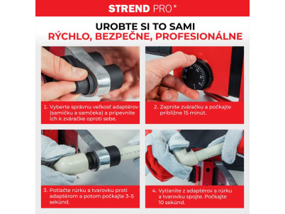 Zváračka Strend Pro PPR 63B, polyfúzna, 1500W, 20-63 mm, na plastové rúrky, 14 dielna