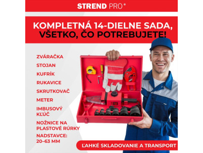 Zváračka Strend Pro PPR 63B, polyfúzna, 1500W, 20-63 mm, na plastové rúrky, 14 dielna