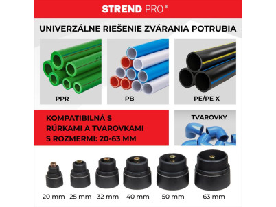 Zváračka Strend Pro PPR 63B, polyfúzna, 1500W, 20-63 mm, na plastové rúrky, 14 dielna