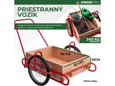 Vozík Optimus, prepravný, s drevenou korbou, max. 240 kg