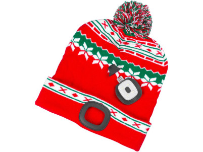 Čiapka Strend Pro X-mas červeno-zelená L, 4x SMD LED, USB nabíjanie