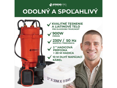 Čerpadlo Strend Pro Garden QDX5, 900W, kalové, 20000 l/h, kábel 10 m, s nožom, do septiku