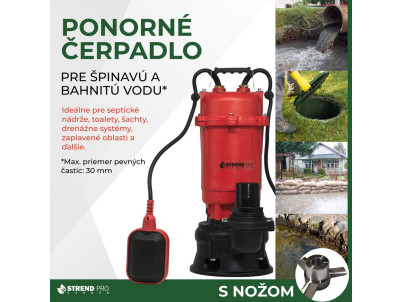 Čerpadlo Strend Pro Garden QDX5, 900W, kalové, 20000 l/h, kábel 10 m, s nožom, do septiku