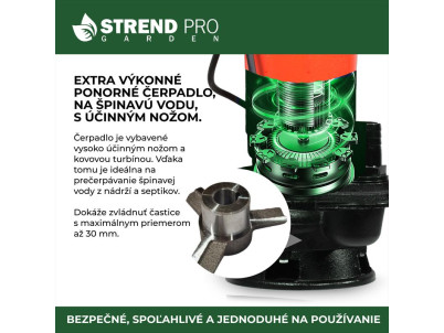 Čerpadlo Strend Pro Garden QDX5, 900W, kalové, 20000 l/h, kábel 10 m, s nožom, do septiku