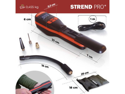 Kompresor Strend Pro K25, ručný, 150 psi, 10 bar, LED svetlo, akumulátorová pumpička