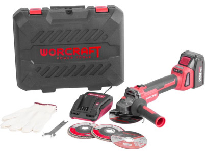 Brúska Worcraft CAG-S20LiBH ShareSYS, 115 mm, uhlová, SET v kufri, s batériou a nabíjačkou,  20V, 1x Li-ion, bezuhlíková
