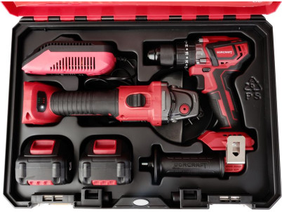 Set Worcraft XCUBE001 ShareSYS Toolbox, skrutkovač CHD-S20LiBA + uhlová brúska CAG-S20LiBS-125 mm, bezuhlíkové, 2x 4.0 Ah akumul