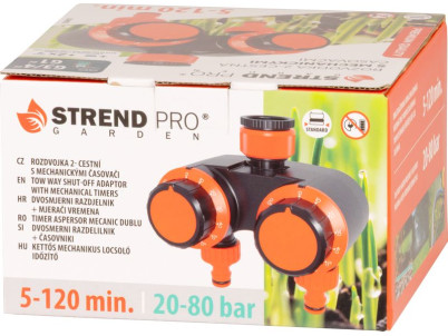 Časovač Strend Pro Garden, rozbočovač, záhradný, 2-way