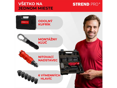 Nadstavec na vŕtačku Strend Pro Premium, 1/4", 2,4 - 6,4 mm nitovací, pre trhacie nity, v kufri